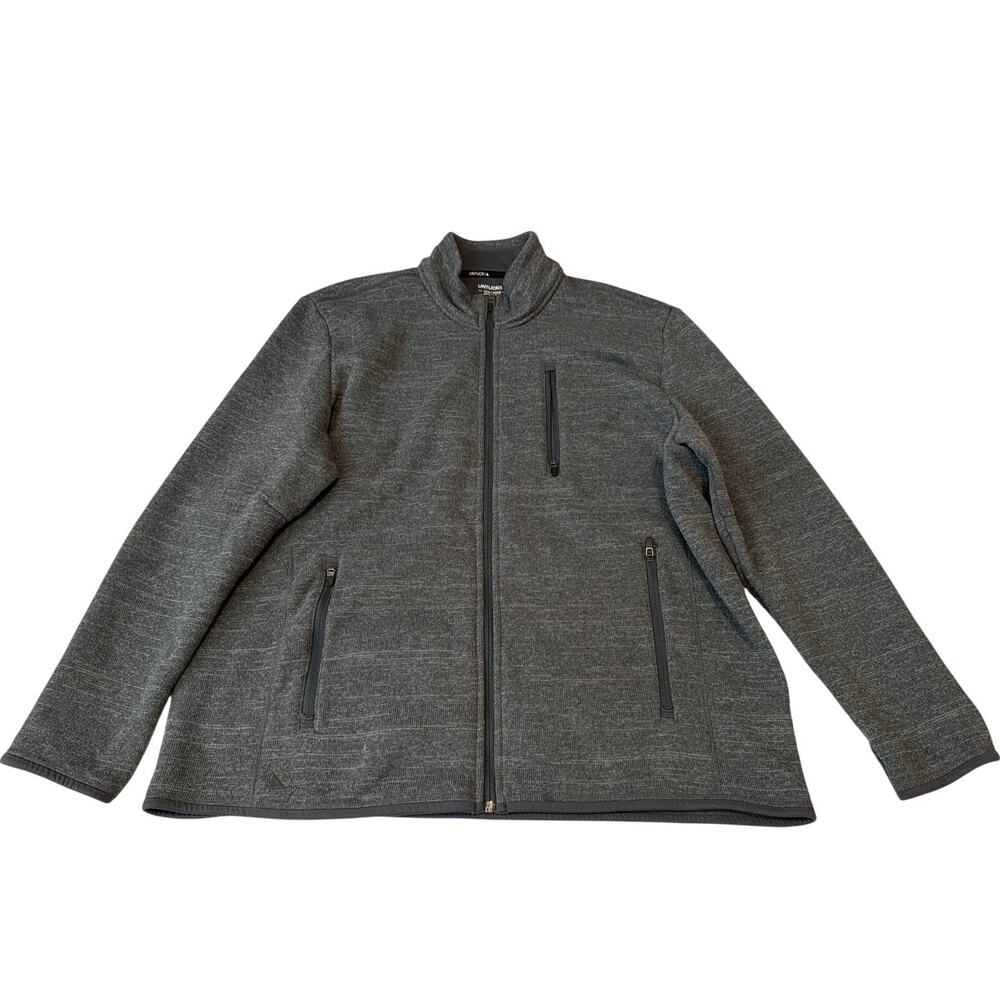 Untuckit Full Zip Fleece Lined Jacket Mens 3XL Gray Pockets Outdoors Hiking Golf